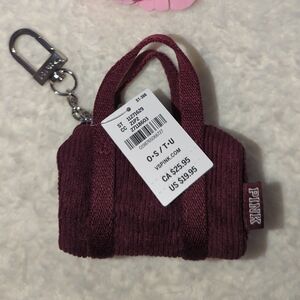 PINK Victoria's Secret Maroon Mini Duffel Keychain With Zip NWT